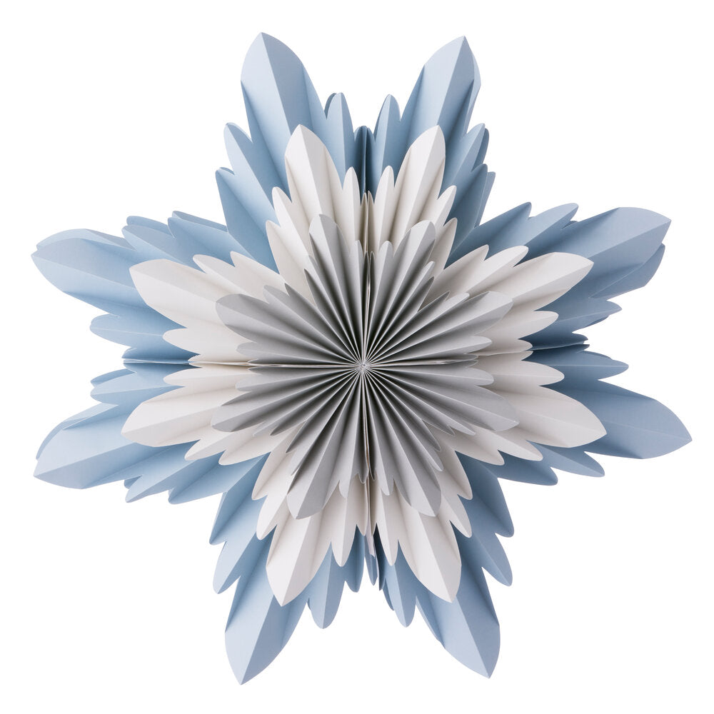 Papirsstjerne, blå/grå/hvid - Ø50 cm